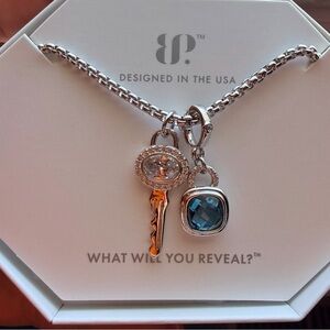 BP Necklace The Key To Dreams Silver Key & Blue Stone Charm Necklace -